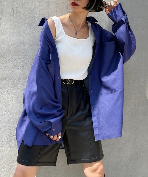 PAGEBOY（ページボーイ）の「ルーズポケットBIGシャツ（シャツ/ブラウス・レディース・ブラック/アイボリー/ホワイト系その他/グレイッシュベージュ/アクア・FREE）」の8枚目の写真