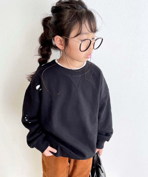 CIAOPANIC TYPY（チャオパニックティピー）の「【KIDS】ダメージスウェットプルオーバー（スウェット・キッズ・ブラック/ホワイト/レッド・SMALL/X-LARGE/LARGE/MEDIUM/XX-LARGE）」の2枚目の写真