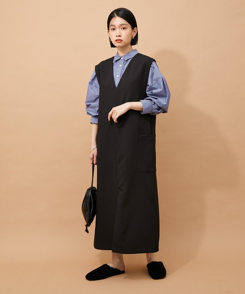 ADAM ET ROPE' 2WAYキーネックジャンパースカート チャコール Adam et Rope' - 【チャコール】2WAYキーネックジャンパー