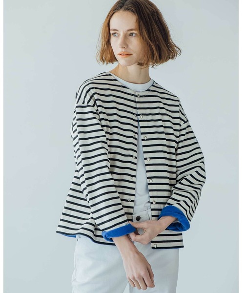 ORCIVAL(オーシバル)の「ORCIVAL | 裏フリース クルーネックカーディガン WOMEN(カーディガン/ボレロ・レディース・ブルー系その他5/ブラック/ホワイト系その他6・1)」の2枚目の写真