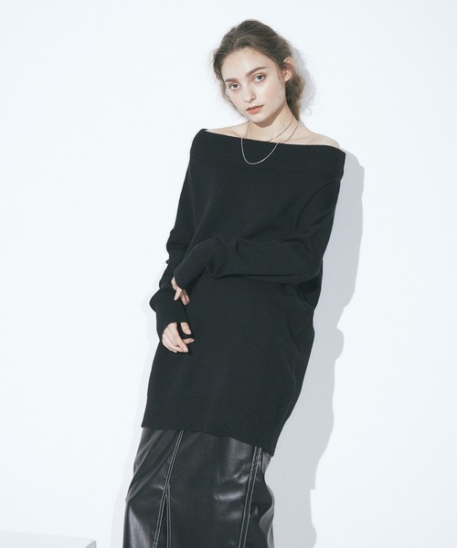 DRWCYS（ドロシーズ）の「カシミヤ混ミドルゲージニットチュニックワンピース（チュニック・レディース・ブラック/グレー/グリーン/アイボリー・FREE）」の19枚目の写真