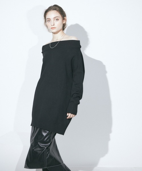 DRWCYS（ドロシーズ）の「カシミヤ混ミドルゲージニットチュニックワンピース（チュニック・レディース・ブラック/グレー/グリーン/アイボリー・FREE）」の22枚目の写真