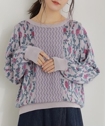 osharewalker | 『花柄ジャカード切替ニットトップス』(ニット/セーター)