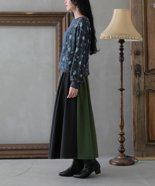 osharewalker（オシャレウォーカー）の「【廃盤】『花柄ジャカード切替ニットトップス』（ニット/セーター・レディース・ラベンダー/ブルーグリーン・2/1）」の7枚目の写真