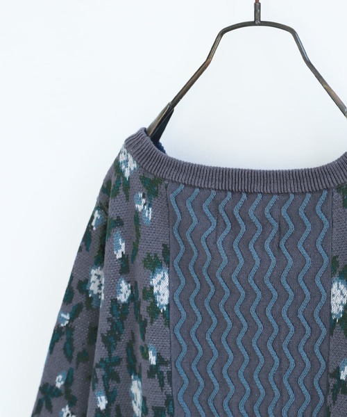 osharewalker（オシャレウォーカー）の「【廃盤】『花柄ジャカード切替ニットトップス』（ニット/セーター・レディース・ラベンダー/ブルーグリーン・2/1）」の18枚目の写真