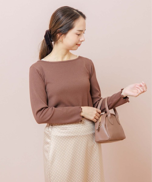 flower（フラワー）の「ボートネックトップ（Tシャツ/カットソー・レディース・ホワイト/ブラウン/グレー・FREE）」の10枚目の写真