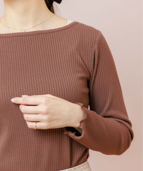 flower（フラワー）の「ボートネックトップ（Tシャツ/カットソー・レディース・ホワイト/ブラウン/グレー・FREE）」の12枚目の写真