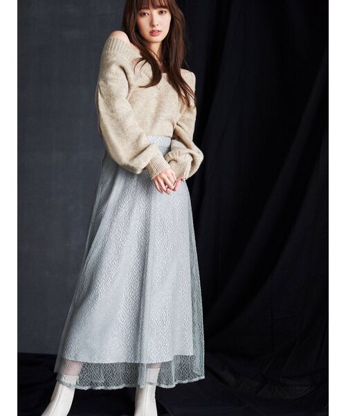 RESEXXY（リゼクシー）の「レース切替フレアスカート（スカート・レディース・ブラック/ブルー/ベージュ・FREE）」の5枚目の写真