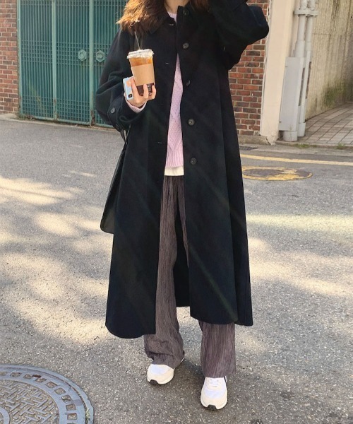 by muni:r(バイ ムニール)の「クラシックムードベルトシングルコート(ダッフルコート・レディース・ブラック/ブラウン・FREE)」の2枚目の写真