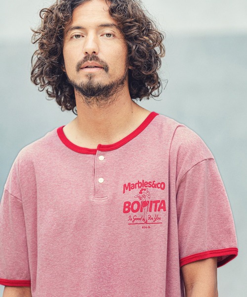 MARBLES(マーブルズ)の「mt7550-VNTG RINGER TEE Tシャツ(Tシャツ/カットソー・メンズ・レッド/ブラック/ブルー・L/S/M/XL)」の1枚目の写真