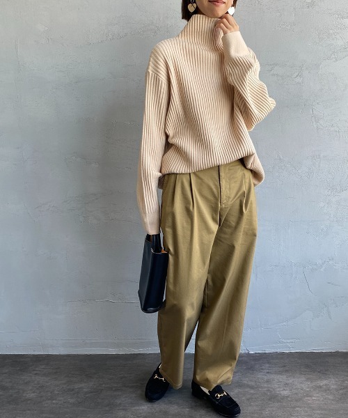 JF Ready Made（ジェイエフレディメイド）の「[Jf Ready Made/ジェイエフレディメイド] タートルネック バックスリットリブニット（ニット/セーター・レディース・ブラック/アイボリー/ブロンズ・F）」の18枚目の写真