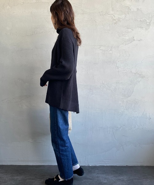 JF Ready Made（ジェイエフレディメイド）の「[Jf Ready Made/ジェイエフレディメイド] タートルネック バックスリットリブニット（ニット/セーター・レディース・ブラック/アイボリー/ブロンズ・F）」の19枚目の写真