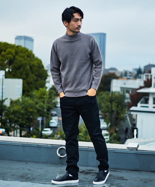 ABAHOUSE GRAY（アバハウスグレイ）の「【裏配色】カノコ モックネック ニット（ニット/セーター・メンズ・ホワイト/ブラック/ピンクベージュ/グレイッシュブルー・46/48）」の17枚目の写真