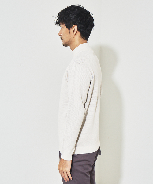 ABAHOUSE GRAY（アバハウスグレイ）の「【裏配色】カノコ モックネック ニット（ニット/セーター・メンズ・ホワイト/ブラック/ピンクベージュ/グレイッシュブルー・46/48）」の16枚目の写真