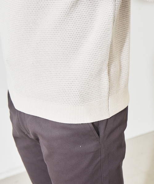 ABAHOUSE GRAY（アバハウスグレイ）の「【裏配色】カノコ モックネック ニット（ニット/セーター・メンズ・ホワイト/ブラック/ピンクベージュ/グレイッシュブルー・46/48）」の12枚目の写真