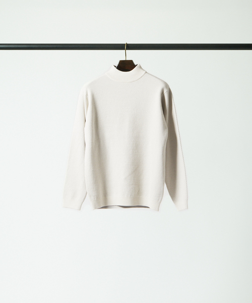 ABAHOUSE GRAY（アバハウスグレイ）の「【裏配色】カノコ モックネック ニット（ニット/セーター・メンズ・ホワイト/ブラック/ピンクベージュ/グレイッシュブルー・46/48）」の8枚目の写真