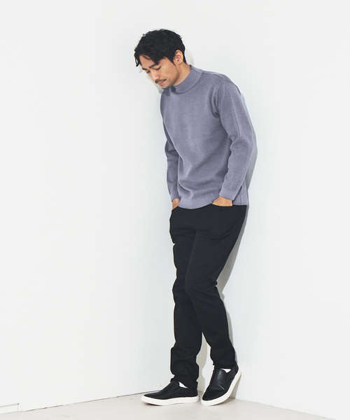 ABAHOUSE GRAY（アバハウスグレイ）の「【裏配色】カノコ モックネック ニット（ニット/セーター・メンズ・ホワイト/ブラック/ピンクベージュ/グレイッシュブルー・46/48）」の5枚目の写真