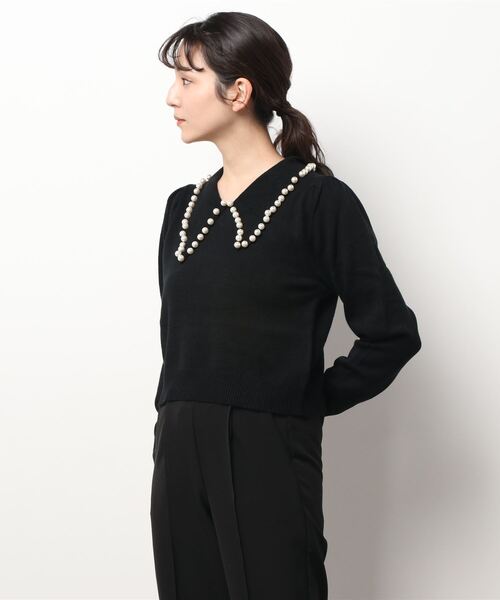 ANDGEEBEE(アンジービー)の「パールカラーニット(ニット/セーター・レディース・ブラック/アイボリー・MEDIUM)」の5枚目の写真