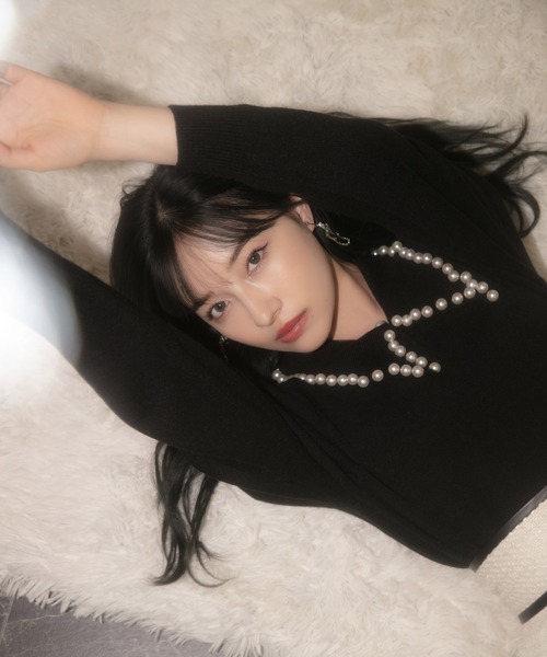 ANDGEEBEE(アンジービー)の「パールカラーニット(ニット/セーター・レディース・ブラック/アイボリー・MEDIUM)」の13枚目の写真