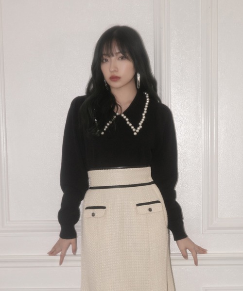 ANDGEEBEE(アンジービー)の「パールカラーニット(ニット/セーター・レディース・ブラック/アイボリー・MEDIUM)」の10枚目の写真