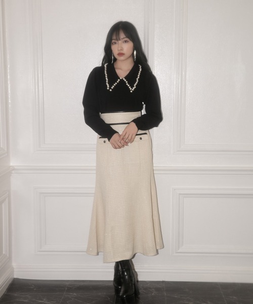 ANDGEEBEE(アンジービー)の「パールカラーニット(ニット/セーター・レディース・ブラック/アイボリー・MEDIUM)」の9枚目の写真