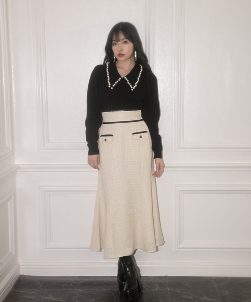 ANDGEEBEE(アンジービー)の「パールカラーニット(ニット/セーター・レディース・ブラック/アイボリー・MEDIUM)」の8枚目の写真