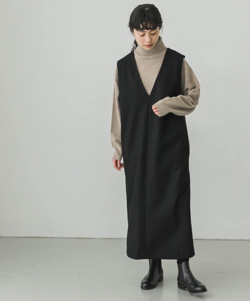 かぐれ（カグレ）の「ウールスムースVネックワンピース（ワンピース