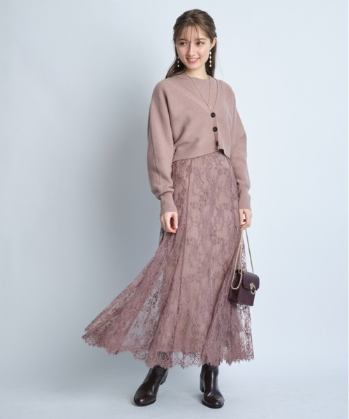 ショートカーデ リブワンピ レーススカートセット ワンピース Apuweiser Riche アプワイザーリッシェ のファッション通販 Zozotown