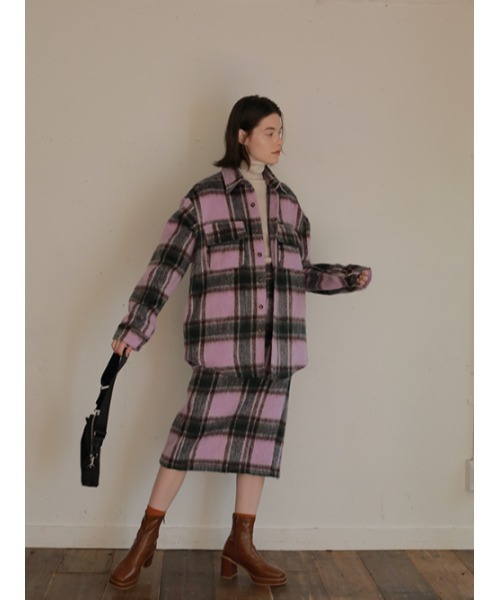 AMAIL（アマイル）の「Candy check Jacket（テーラードジャケット・レディース・ベージュ/ラベンダー・FREE）」の4枚目の写真