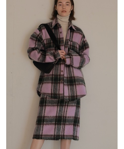 AMAIL（アマイル）の「Candy check Jacket（テーラードジャケット・レディース・ベージュ/ラベンダー・FREE）」の6枚目の写真