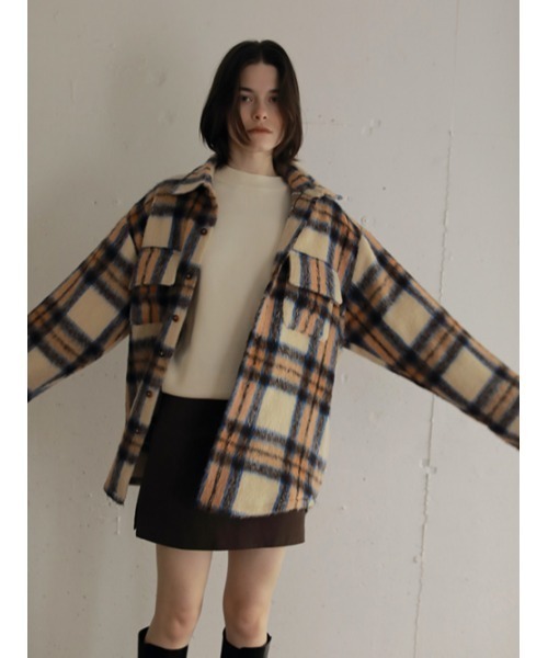 AMAIL（アマイル）の「Candy check Jacket（テーラードジャケット・レディース・ベージュ/ラベンダー・FREE）」の8枚目の写真