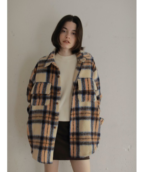 AMAIL（アマイル）の「Candy check Jacket（テーラードジャケット・レディース・ベージュ/ラベンダー・FREE）」の9枚目の写真