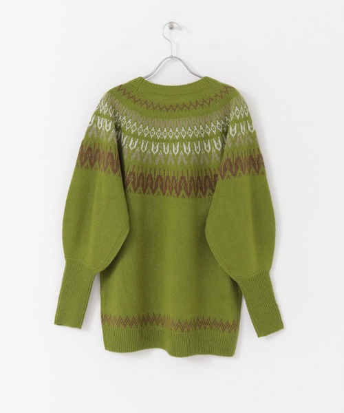 HEYUMM（ヘユム）の「求心柄ボリュームスリーブニットトップ（ニット/セーター・レディース・グリーン系その他/オレンジ/アイボリー・ONE）」の21枚目の写真