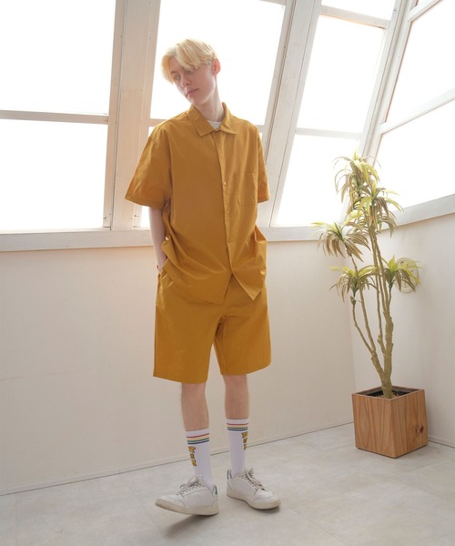 FRUIT OF THE LOOM（フルーツオブザルーム）の「開襟シャツセットアップ / セットアップ / 半袖 / 半ズボン / ユニセックス / 着回し / コスパ（セットアップ・メンズ・ブラック/マスタード/カーキ・M/LL/L/S）」の16枚目の写真