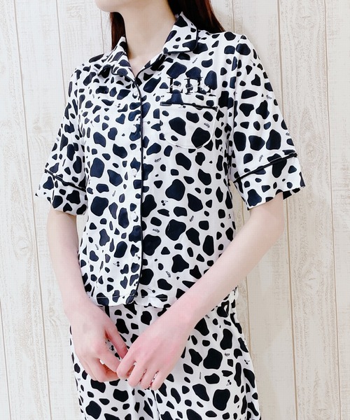 lilLilly（リルリリー）の「パイピングパジャマシャツ（ルームウェア/パジャマ・レディース・ピンク/ブルー/ホワイト系その他/ブラック系その他・FREE）」の2枚目の写真