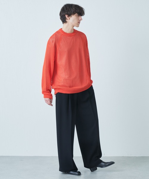 Lui's(ルイス)の「メッシュ編みビッグニット(ニット/セーター・メンズ・ブラック/オレンジ/グリーン・FREE)」の22枚目の写真