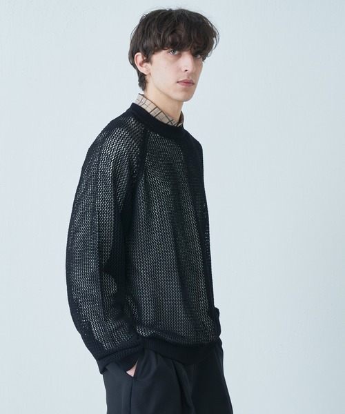 Lui's(ルイス)の「メッシュ編みビッグニット(ニット/セーター・メンズ・ブラック/オレンジ/グリーン・FREE)」の19枚目の写真