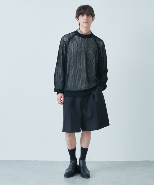 Lui's(ルイス)の「メッシュ編みビッグニット(ニット/セーター・メンズ・ブラック/オレンジ/グリーン・FREE)」の4枚目の写真