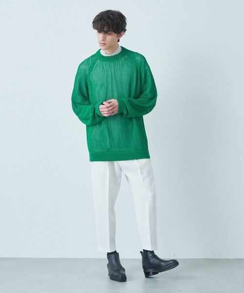 Lui's(ルイス)の「メッシュ編みビッグニット(ニット/セーター・メンズ・ブラック/オレンジ/グリーン・FREE)」の5枚目の写真