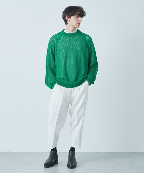 Lui's(ルイス)の「メッシュ編みビッグニット(ニット/セーター・メンズ・ブラック/オレンジ/グリーン・FREE)」の8枚目の写真