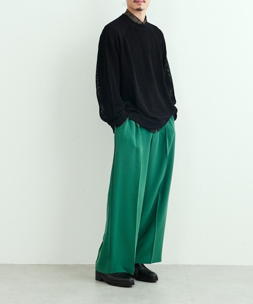 Lui's(ルイス)の「メッシュ編みビッグニット(ニット/セーター・メンズ・ブラック/オレンジ/グリーン・FREE)」の20枚目の写真