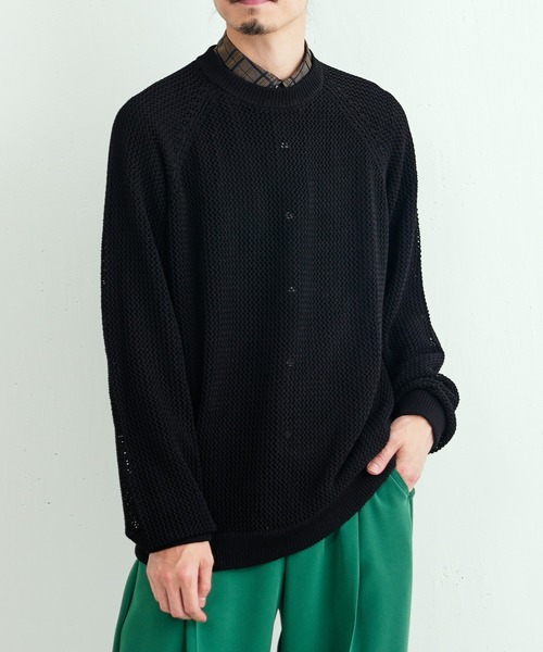Lui's(ルイス)の「メッシュ編みビッグニット(ニット/セーター・メンズ・ブラック/オレンジ/グリーン・FREE)」の21枚目の写真
