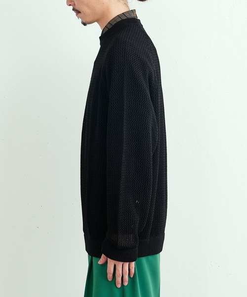 Lui's(ルイス)の「メッシュ編みビッグニット(ニット/セーター・メンズ・ブラック/オレンジ/グリーン・FREE)」の11枚目の写真