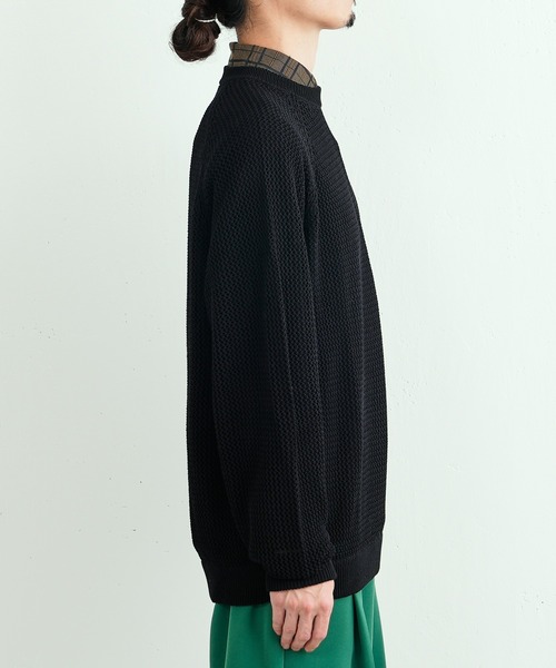 Lui's(ルイス)の「メッシュ編みビッグニット(ニット/セーター・メンズ・ブラック/オレンジ/グリーン・FREE)」の13枚目の写真