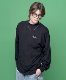 FILA | 【FILA/フィラ】WEB限定 別注 ワンポイント 筆記体刺繍 ビックシルエット ドロップショルダー モックネック ロンT 長袖Tシャツ(Tシャツ/カットソー)