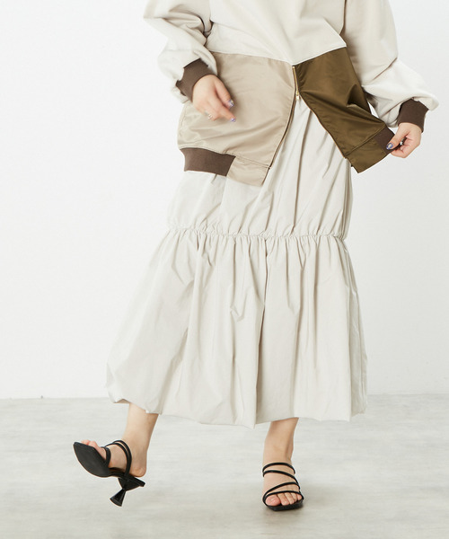 SOFFITTO（ソフィット）の「バルーンボリュームスカート（スカート・レディース・グリーン/グレイッシュベージュ/フューシャピンク・S/M）」の2枚目の写真