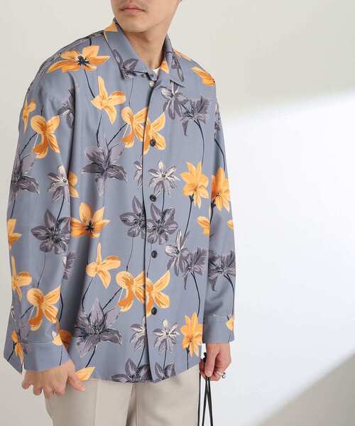 SENSE OF PLACE by URBAN RESEARCH(センスオブプレイスバイアーバンリサーチ)の「ボタニカルオープンカラールーズシャツ(シャツ/ブラウス・メンズ・ライトベージュ/ライトブルー/チャコールグレー・MEDIUM/LARGE)」の8枚目の写真