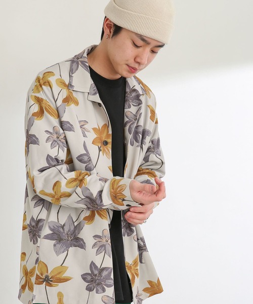 SENSE OF PLACE by URBAN RESEARCH(センスオブプレイスバイアーバンリサーチ)の「ボタニカルオープンカラールーズシャツ(シャツ/ブラウス・メンズ・ライトベージュ/ライトブルー/チャコールグレー・MEDIUM/LARGE)」の14枚目の写真