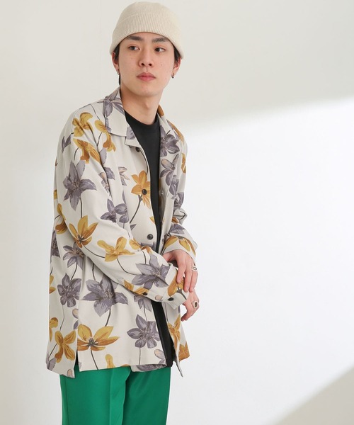 SENSE OF PLACE by URBAN RESEARCH(センスオブプレイスバイアーバンリサーチ)の「ボタニカルオープンカラールーズシャツ(シャツ/ブラウス・メンズ・ライトベージュ/ライトブルー/チャコールグレー・MEDIUM/LARGE)」の16枚目の写真