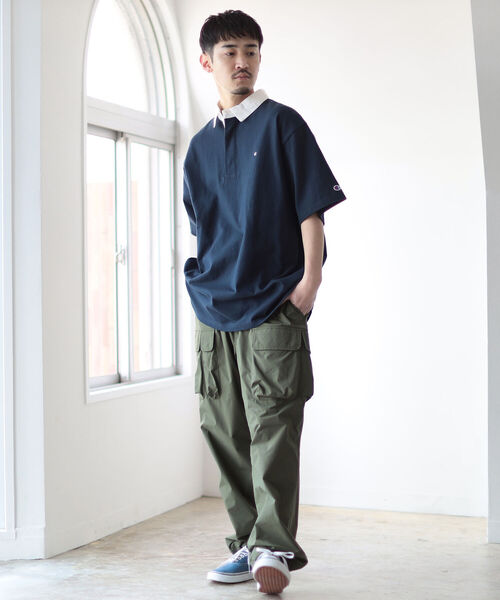 Champion（チャンピオン）の「Champion × BEAMS / 別注 Rugger Polo Shirt（ポロシャツ・メンズ・ブラック/ネイビー・L/M/XL）」の8枚目の写真